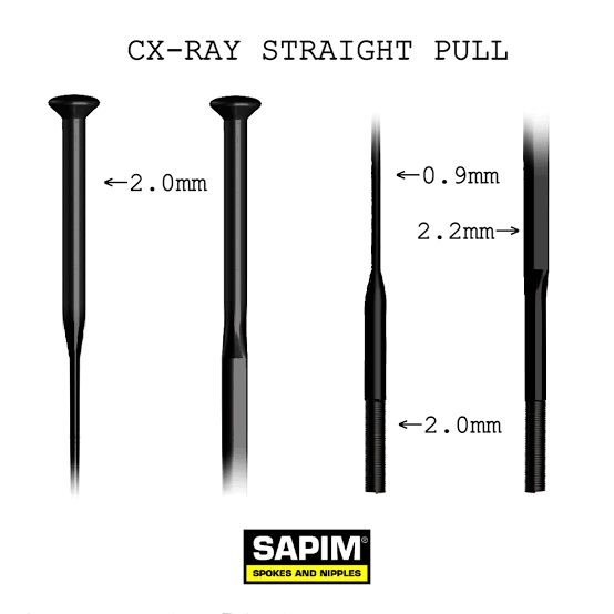 Sapim CX-Ray Straight-Pull Black Spoke - Inc Nipple